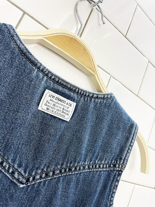 levi's white tab thora full button denim mini dress - good market thrift store