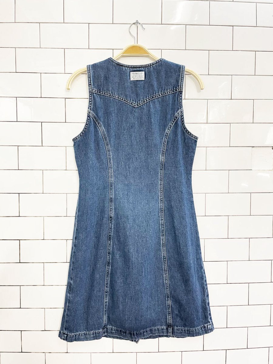 levi's white tab thora full button denim mini dress - good market thrift store