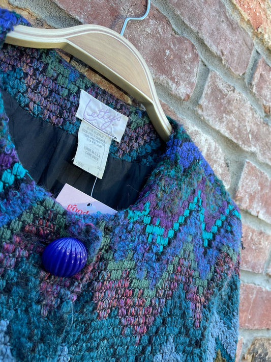 vintage letty's zig zag woven mohair blend jacket