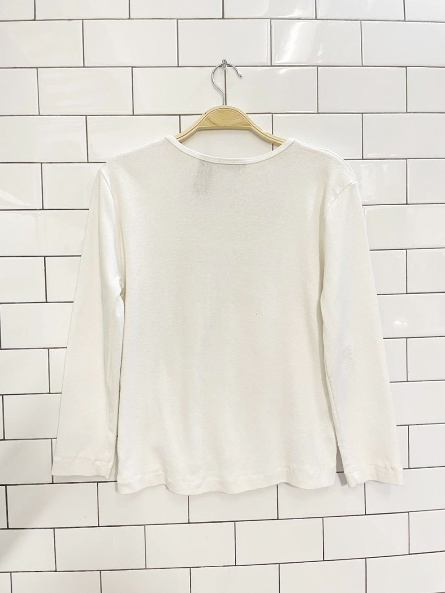 y2k dkny jeans gem logo baby rib long sleeve top - good market thrift store