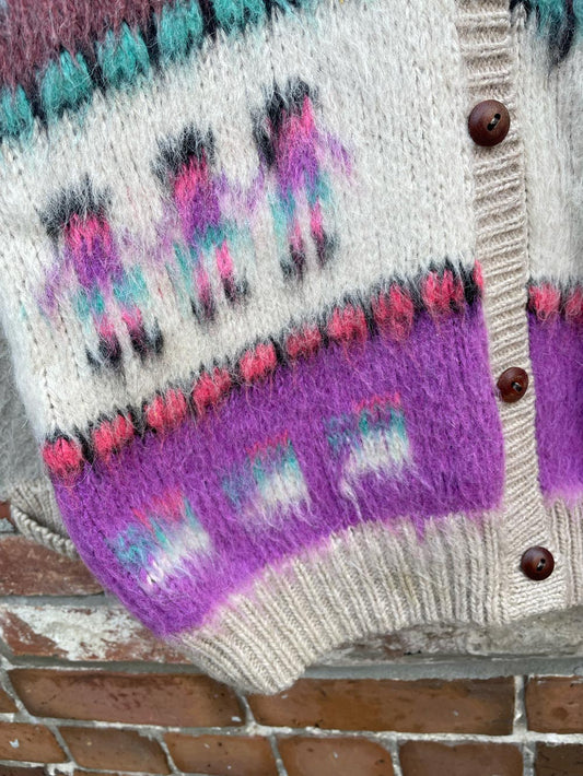 vintage 90s peruvian mohair-blend knit cardigan