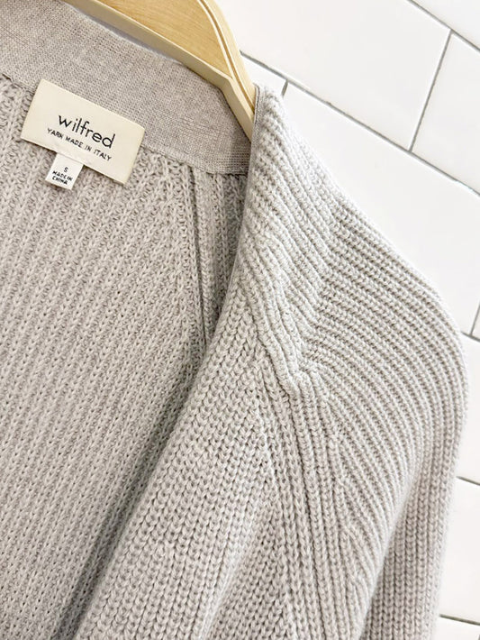 wilfred 100% wool open knit long cardigan | aritzia | yarn made in Italy
