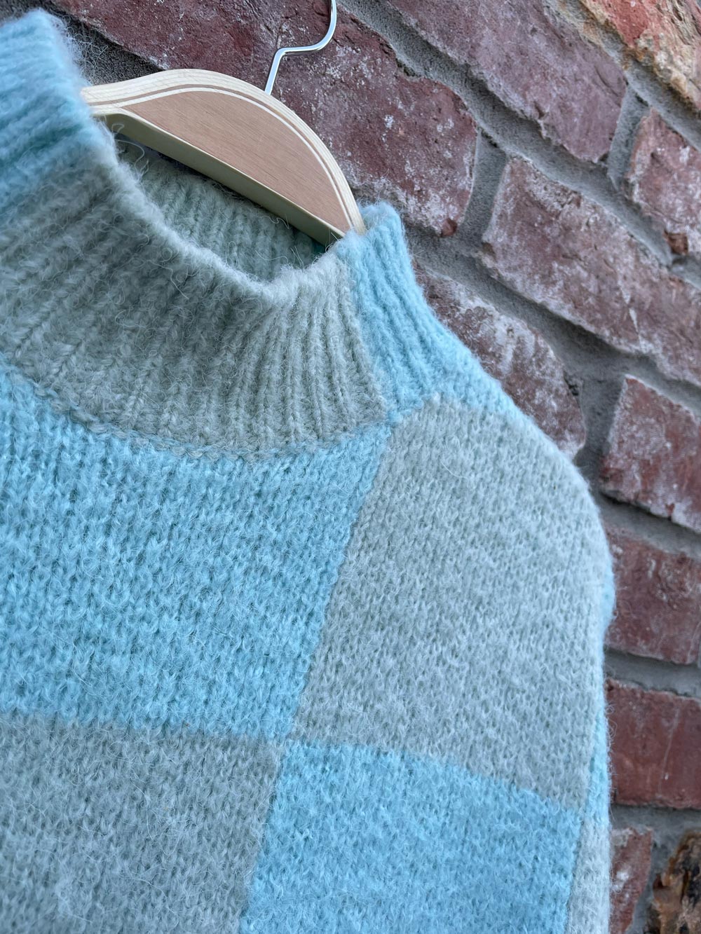 industry wool blend checkerboard knit sweater