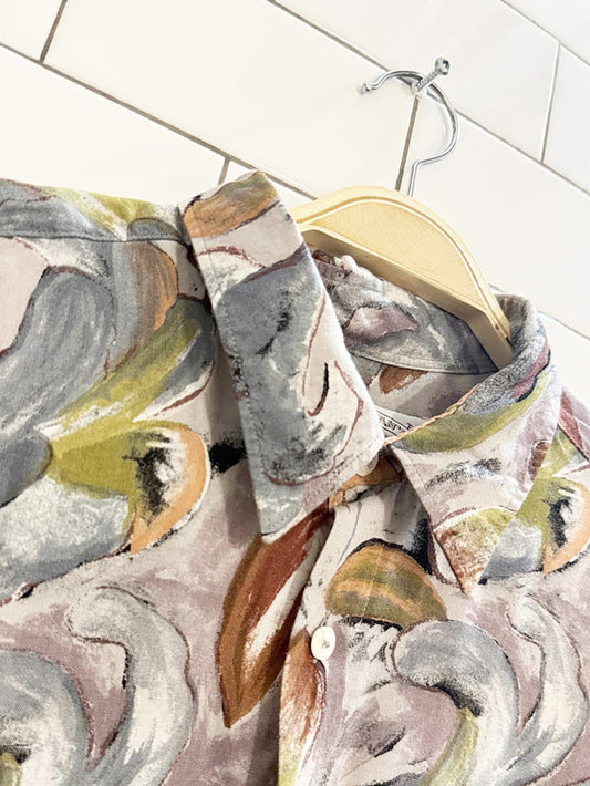 vintage jonathan's abstract tropical full button shirt | by ahlemeyer