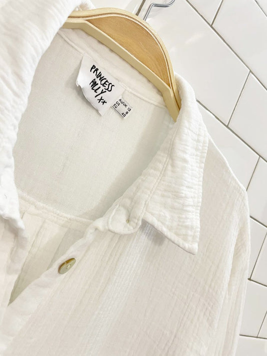princess polly mahalia oversized gauze cotton shirt - good market thrift store
