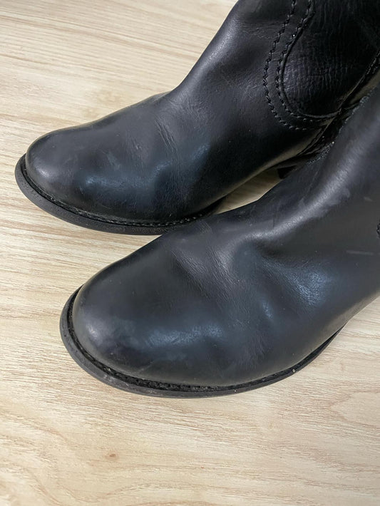 fossil black leather western boot
