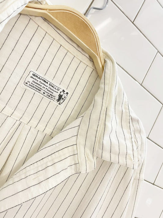 vintage linen - blend oversized pinstripe boyfriend shirt - good market thrift store