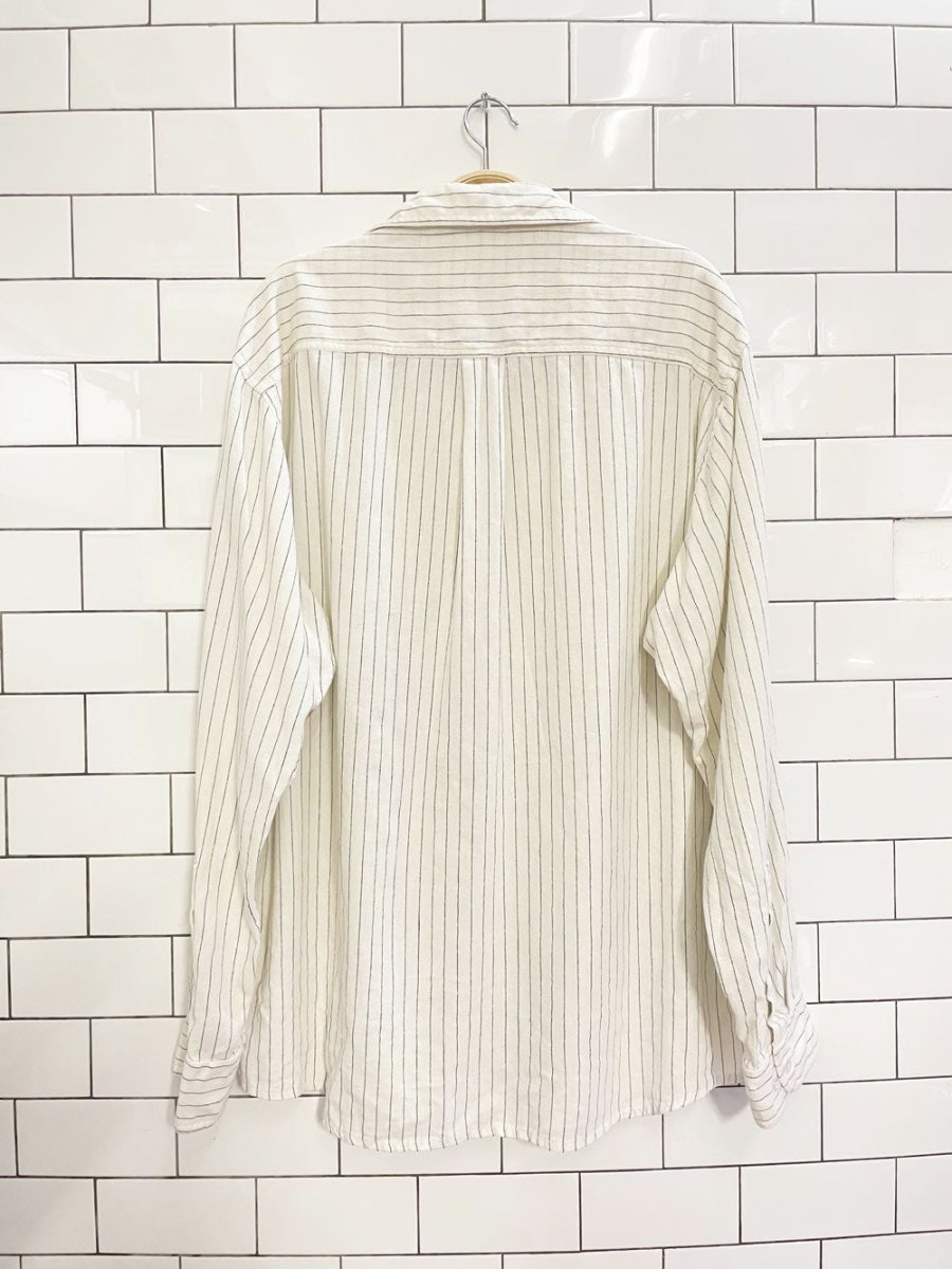 vintage linen - blend oversized pinstripe boyfriend shirt - good market thrift store