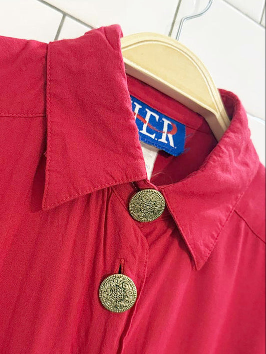 vintage 80s HER gold button soft blouse