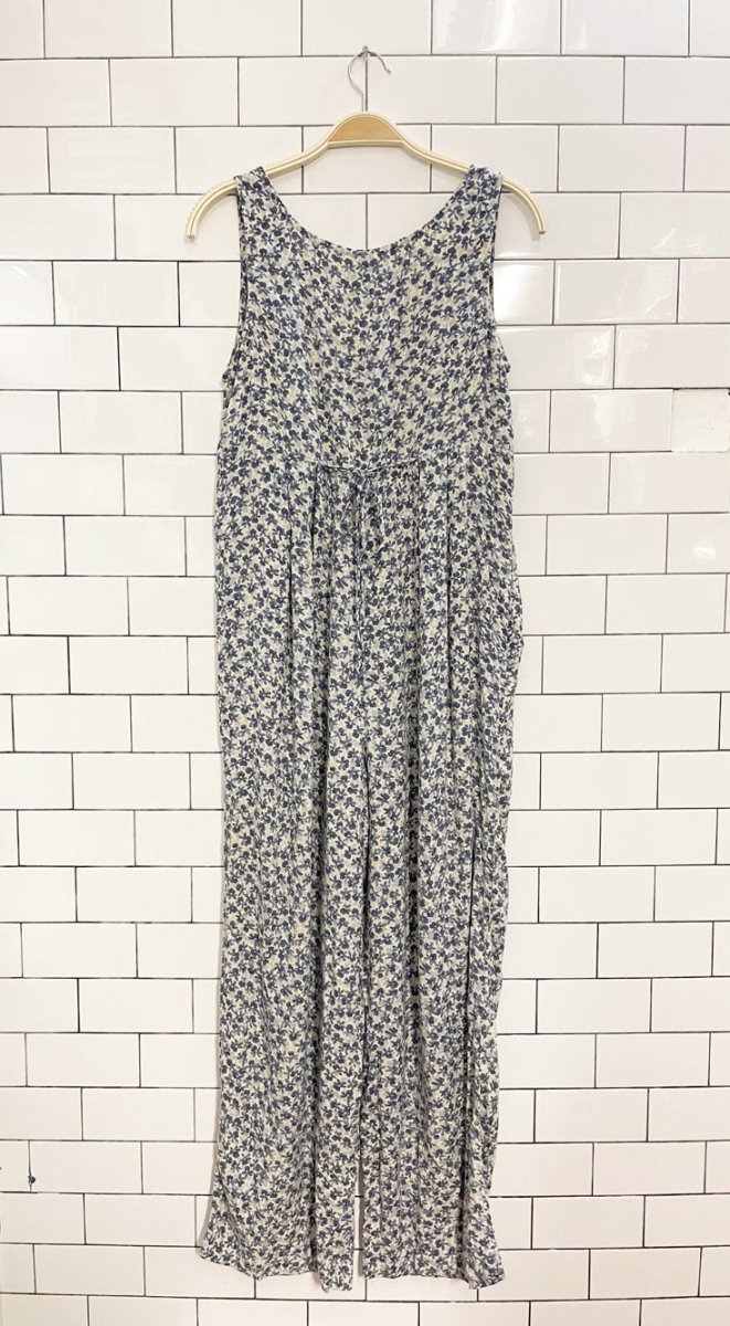 vintage 00s moda int'l floral pleated tie back jumpsuit - good market thrift store