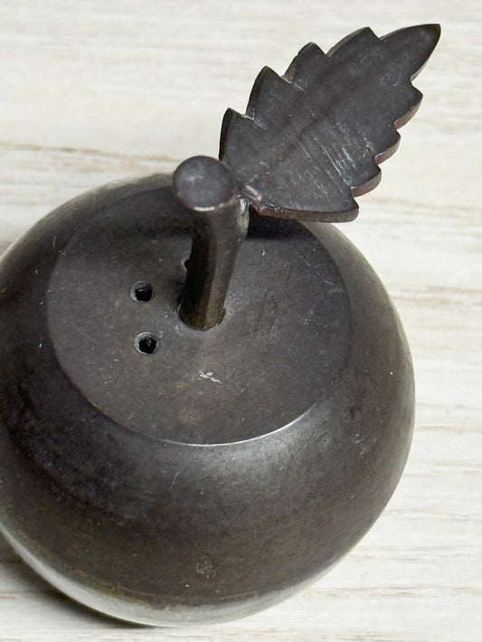 x2 vintage brass apple salt + pepper shakers | made in India