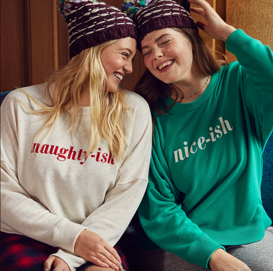 aerie green nice-ish holiday crew - size medium