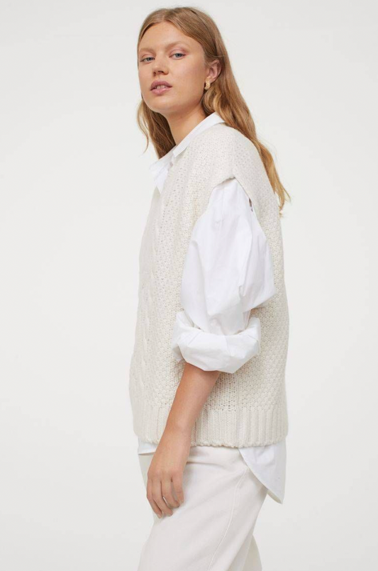 2023 h&m cable knit boxy sweater vest