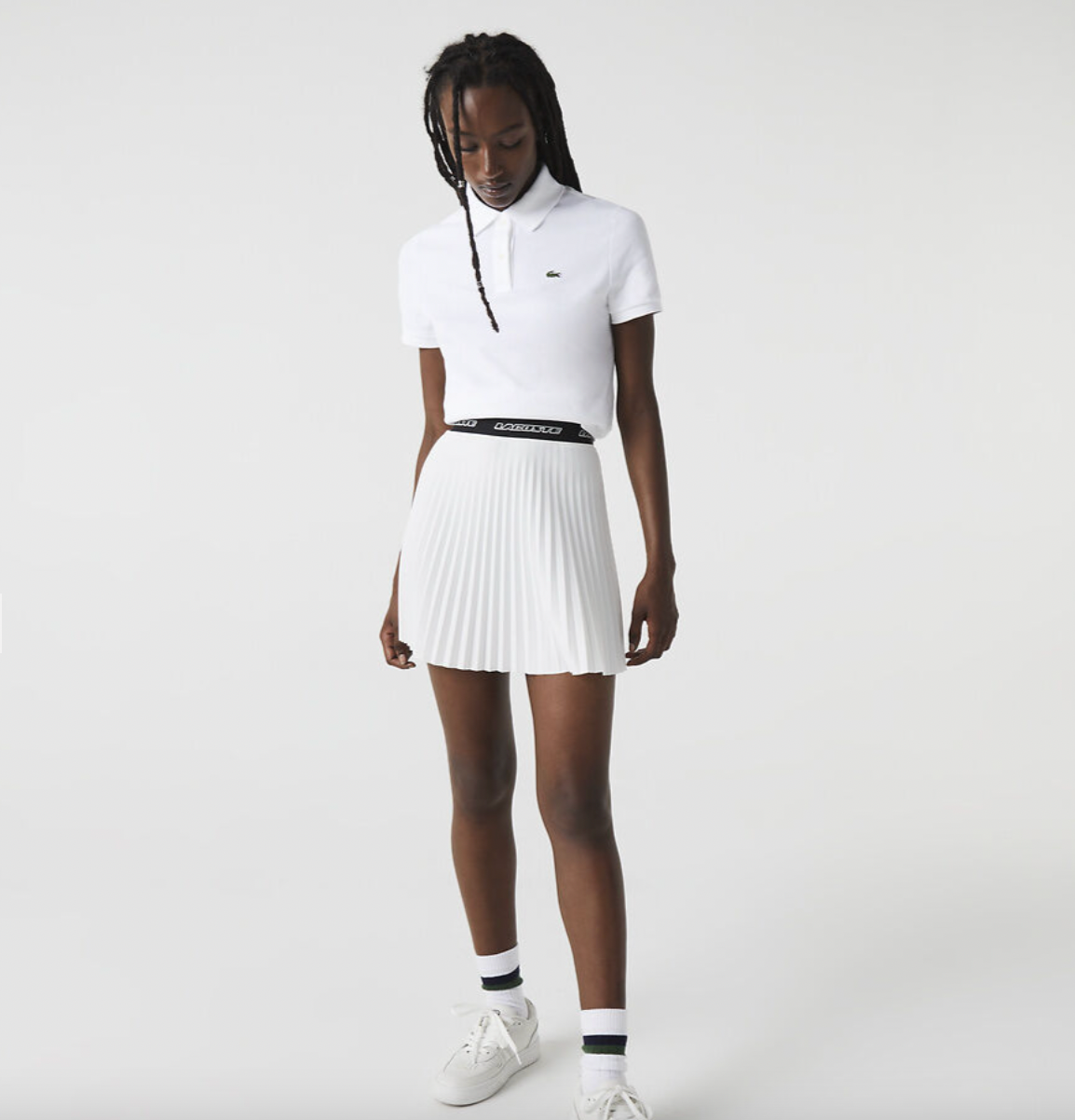 lacoste white pique short polo