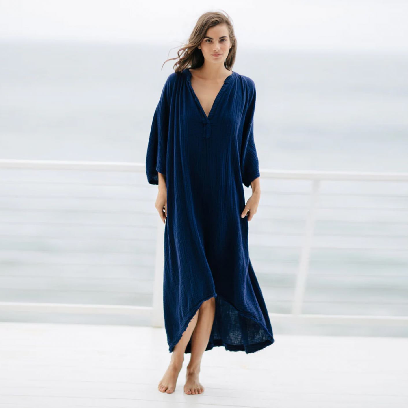 9seed 2024 tangier gauze cotton caftan maxi dress