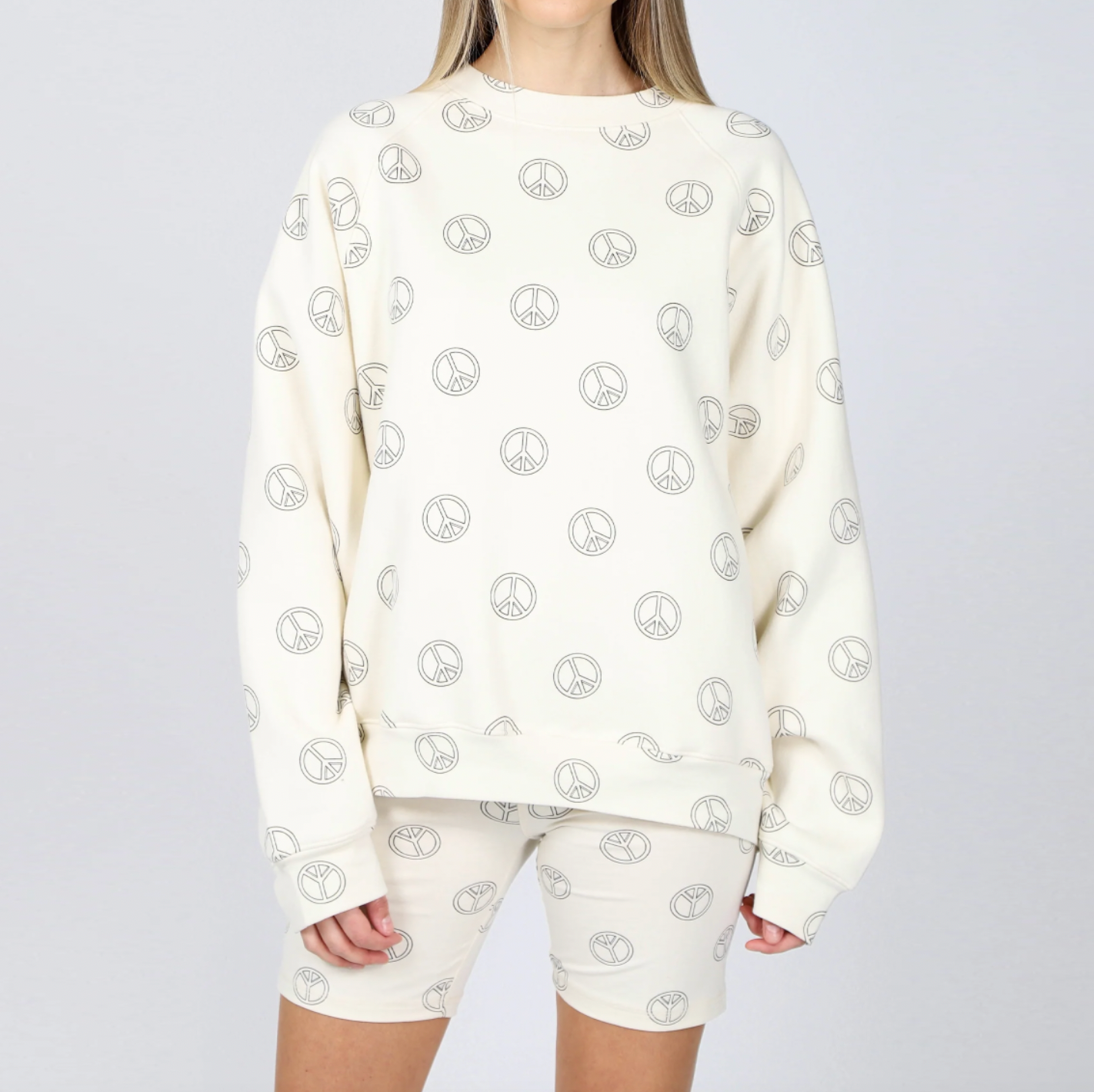 nwt brunette the label peace sign not your boyfriend'a crew