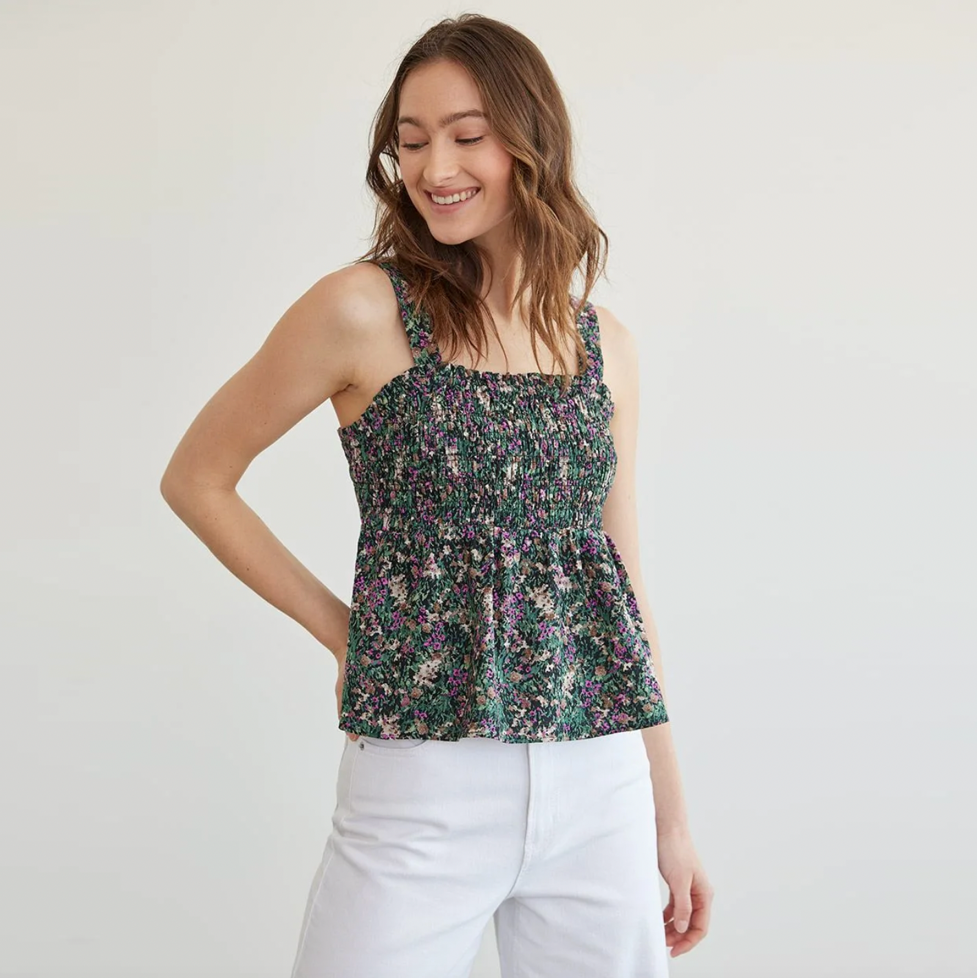 nwt reitmans smocked linen-blend tank