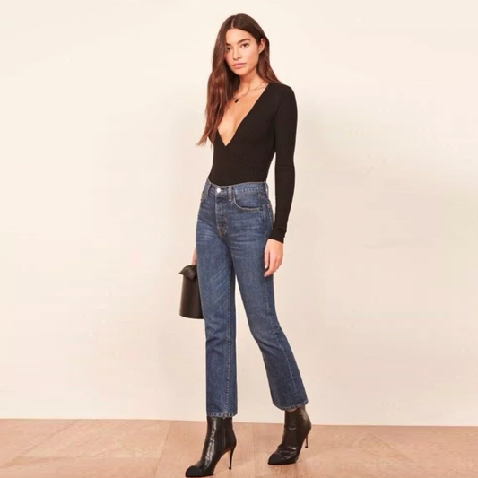 reformation becky deep v ls bodysuit