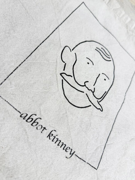 abbot kinney moustache man tote bag | q tees of california - good market thrift store