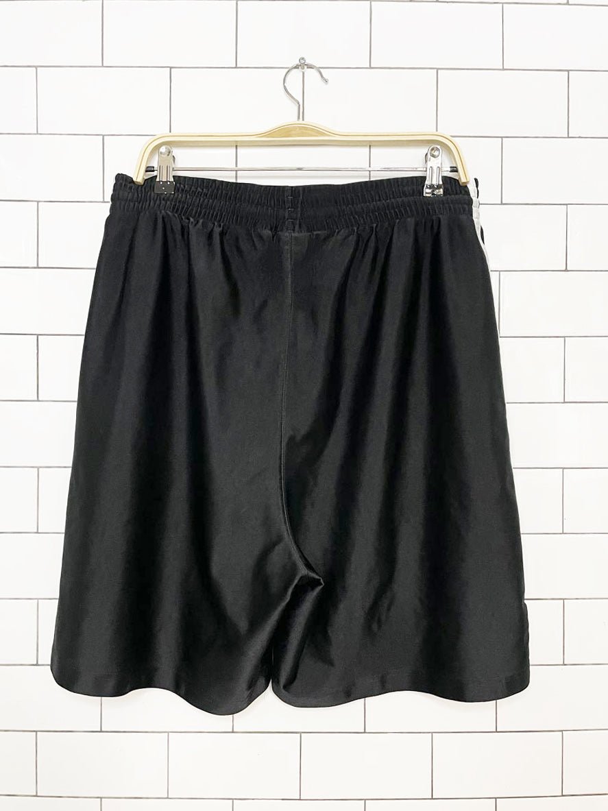 adidas three stripes sateen stripe sporty prep athletic shorts - good market thrift store