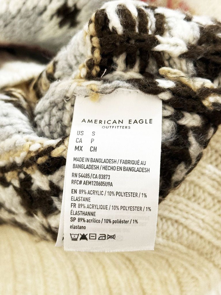 ae fair isle boxy knit cardigan | american eagle - good market thrift store