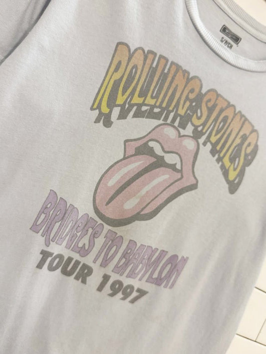 AE x rolling stones bridges to babylon tour 1997 cropped band tee - good market thrift store