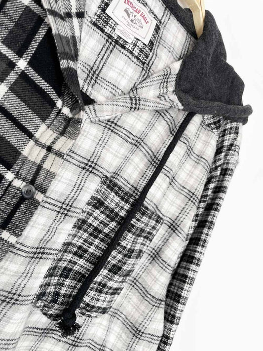 aerie cozy cabin grunge cropped hooded flannel - good market thrift store
