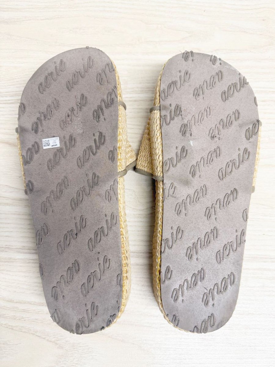 aerie woven straw velcro platform sandals - good market thrift store