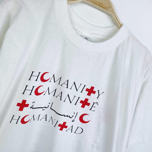 vintage red cross red crescent united against disaster tee
