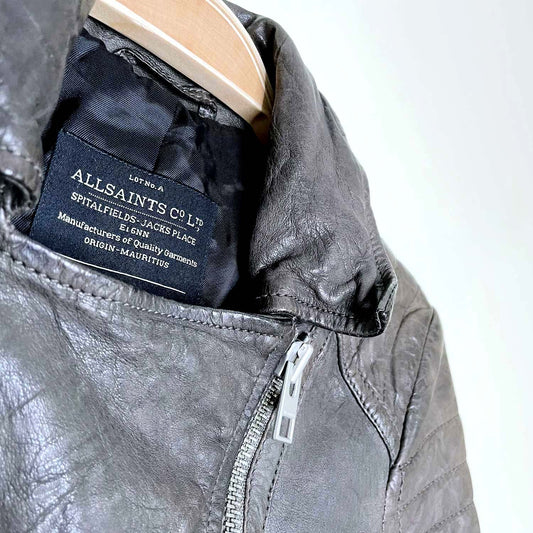 all saints quilted leather biker jacket - size 4