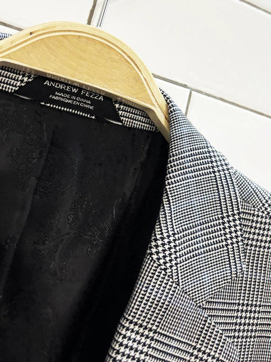andrew fezza wool - bamboo glen check menswear blazer - good market thrift store