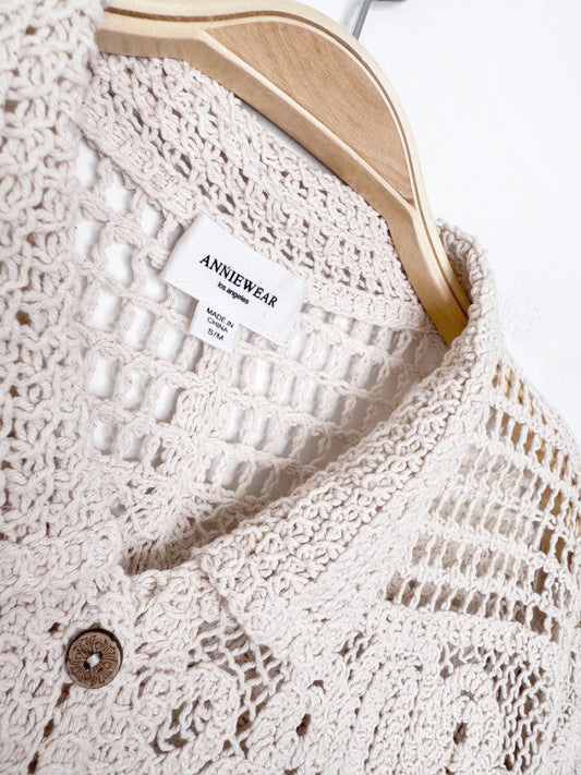 anniewear los angeles crochet knit cardigan top - good market thrift store
