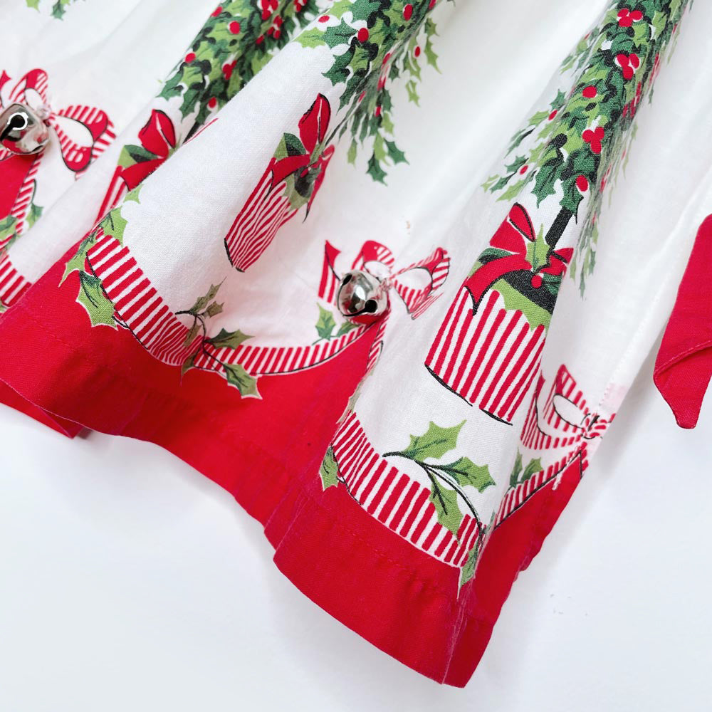 vintage kids christmas tree bells apron