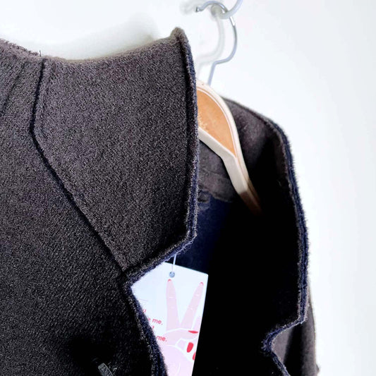 armani collezioni wool raw edgeshirt jacket - size 48