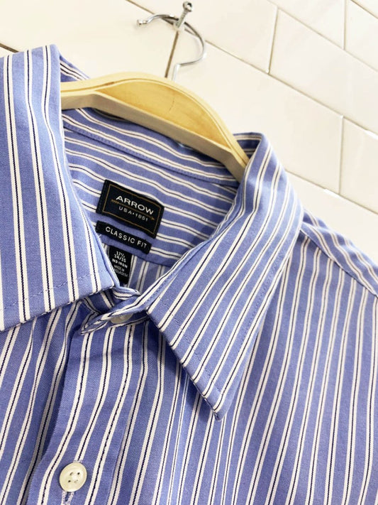 arrow usa oversized blue stripe menswear shirt - good market thrift store