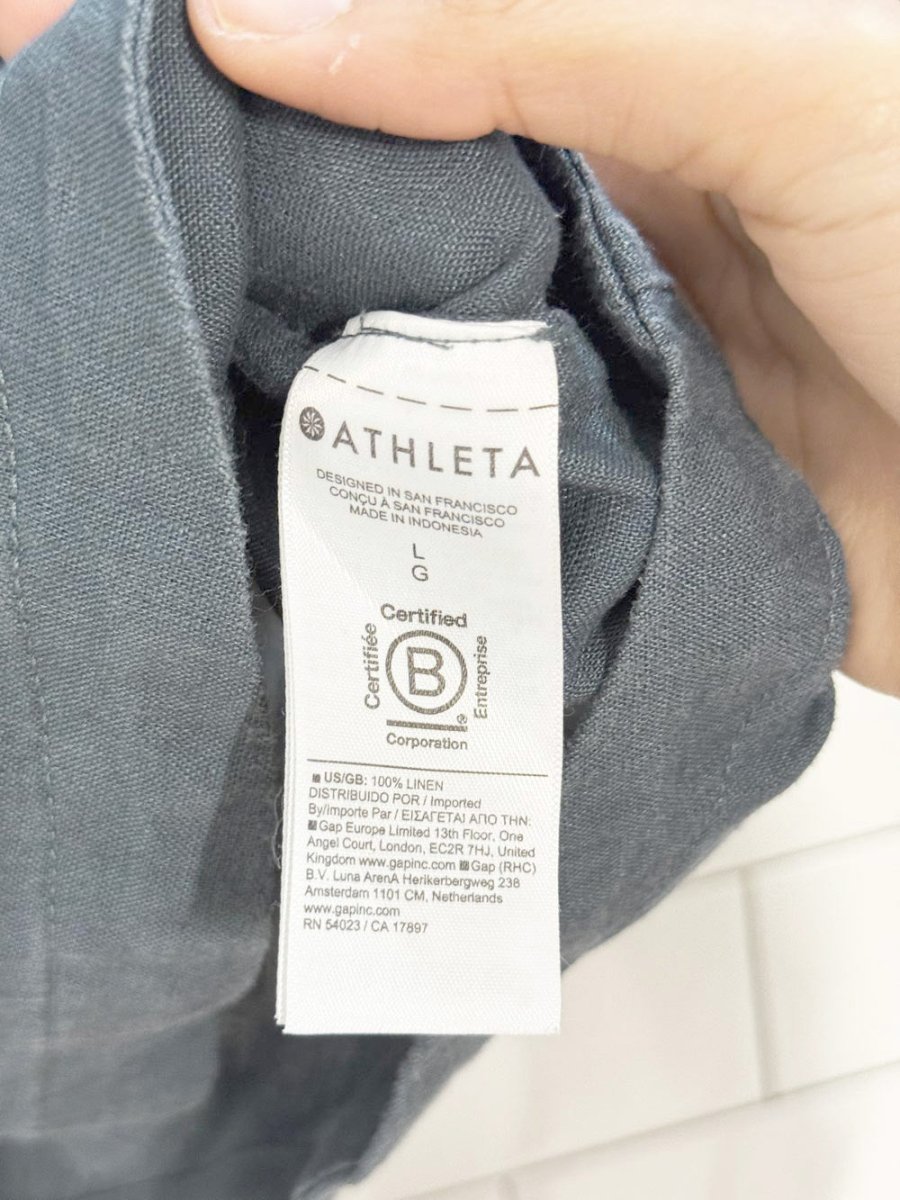 athleta 100% linen retreat boxy full button short sleeve shirt - good market thrift store