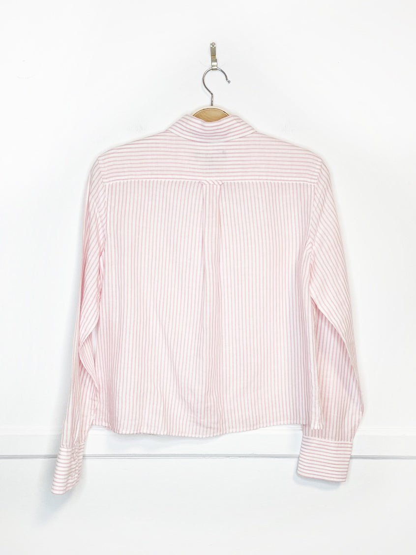 banana republic linen-blend boxy cropped sport prep shirt | rework - good market thrift store