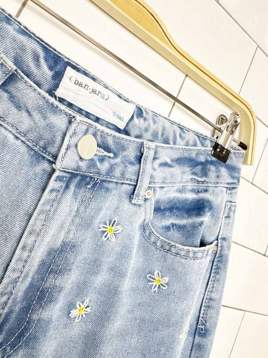 banjara daisy embroidered baggy wide leg jeans - good market thrift store