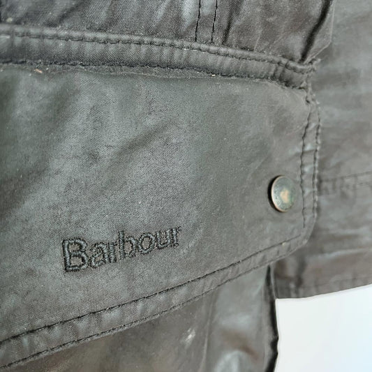 barbour beadnell waxed cotton chore jacket with corduroy collar