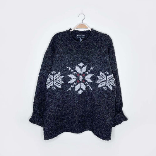 bellissimo wool-blend snowflake knit crew - size medium