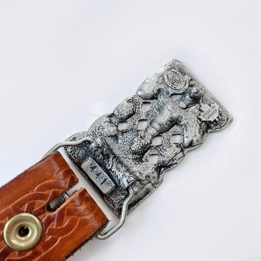 vintage weaver horseshoe brand leather belt