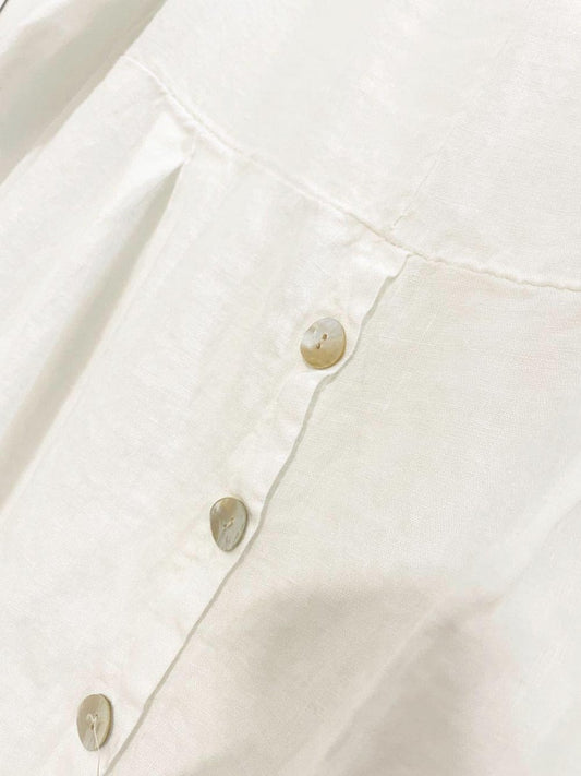 beyond capri 100% linen shell button back oversized shirt - good market thrift store