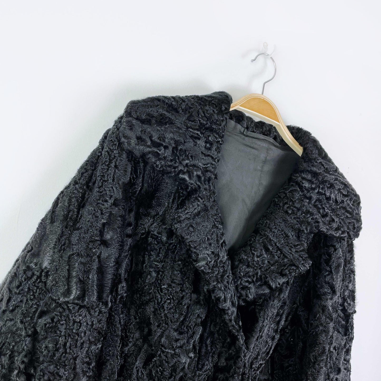 vintage black persian lamb short coat - size medium