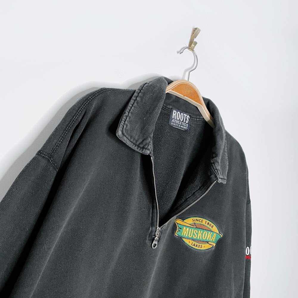vintage 00s roots muskoka 1/4 zip relaxed sweatshirt