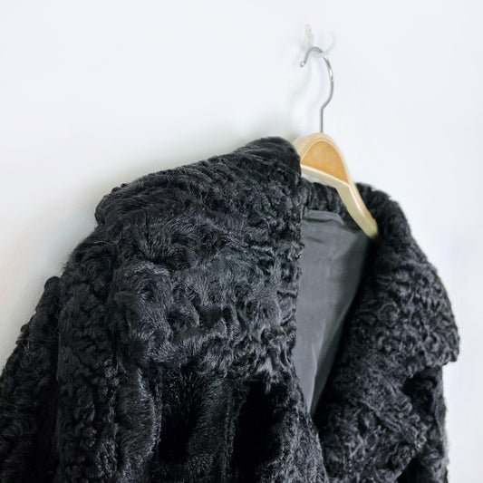 vintage black persian lamb short coat - size medium