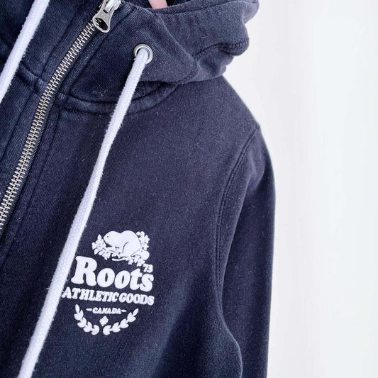roots black classic zip hoodie - size small
