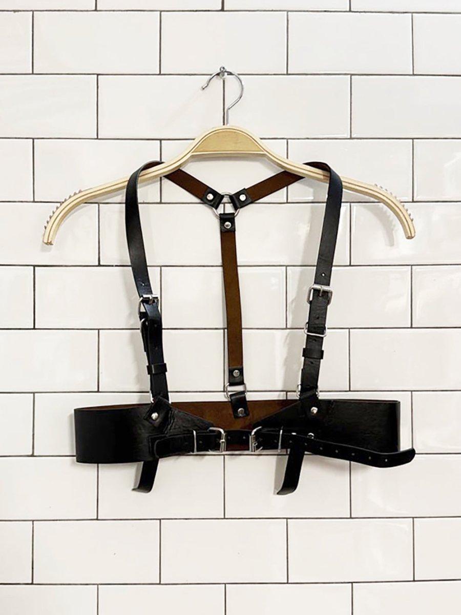 black leather body harness - good market thrift store
