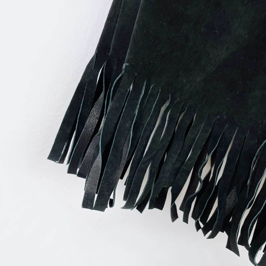 vintage 00s ricki's suede fringe mini skirt