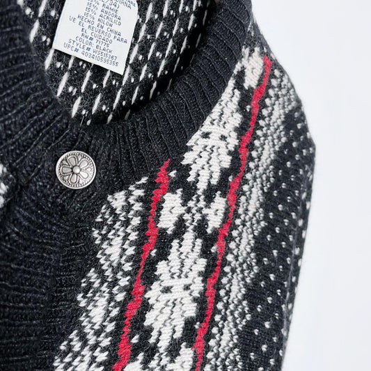 vintage white stag nordic angora snowflake cardigan