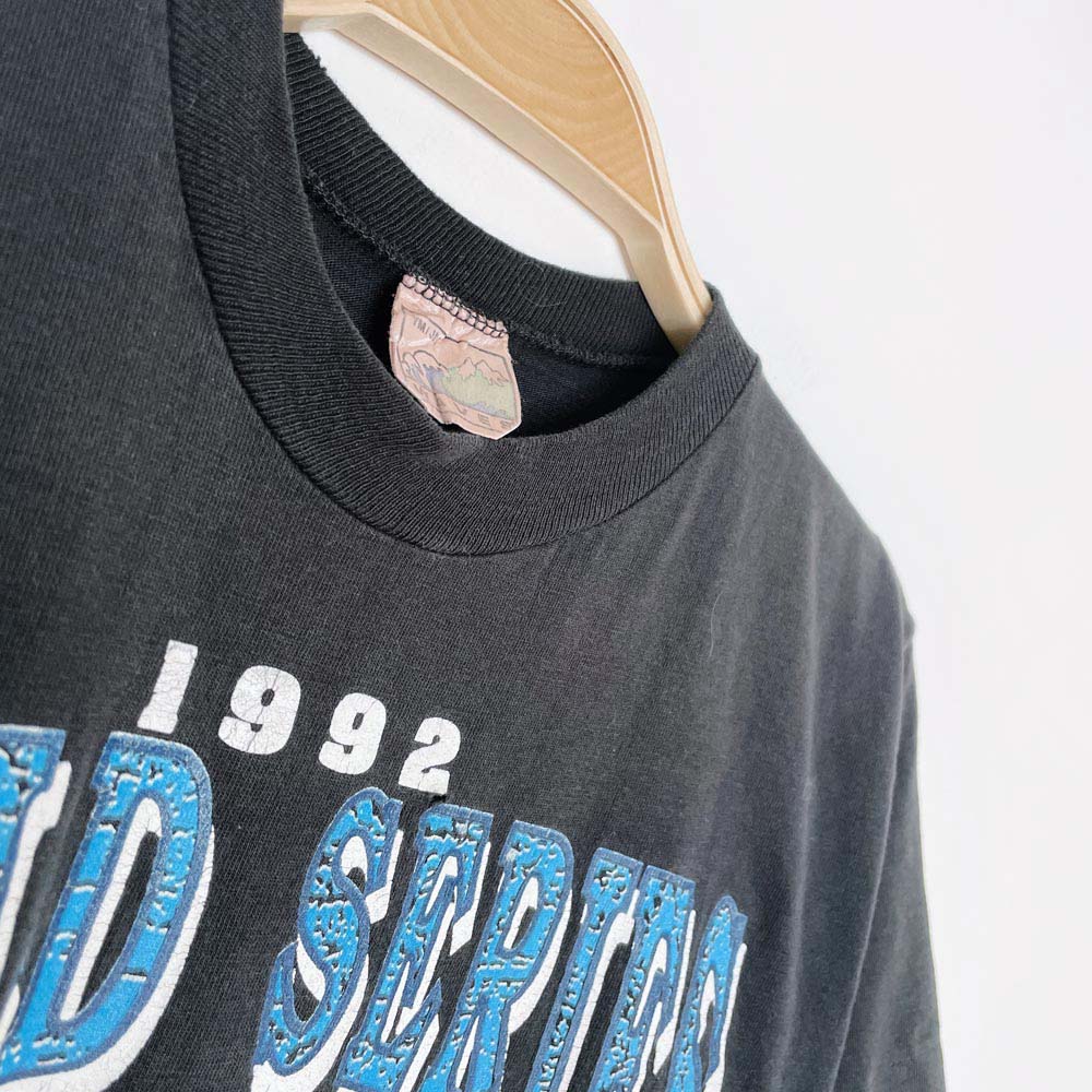 vintage 90s waves blue jays world series champs crop tee - good market thrift store
